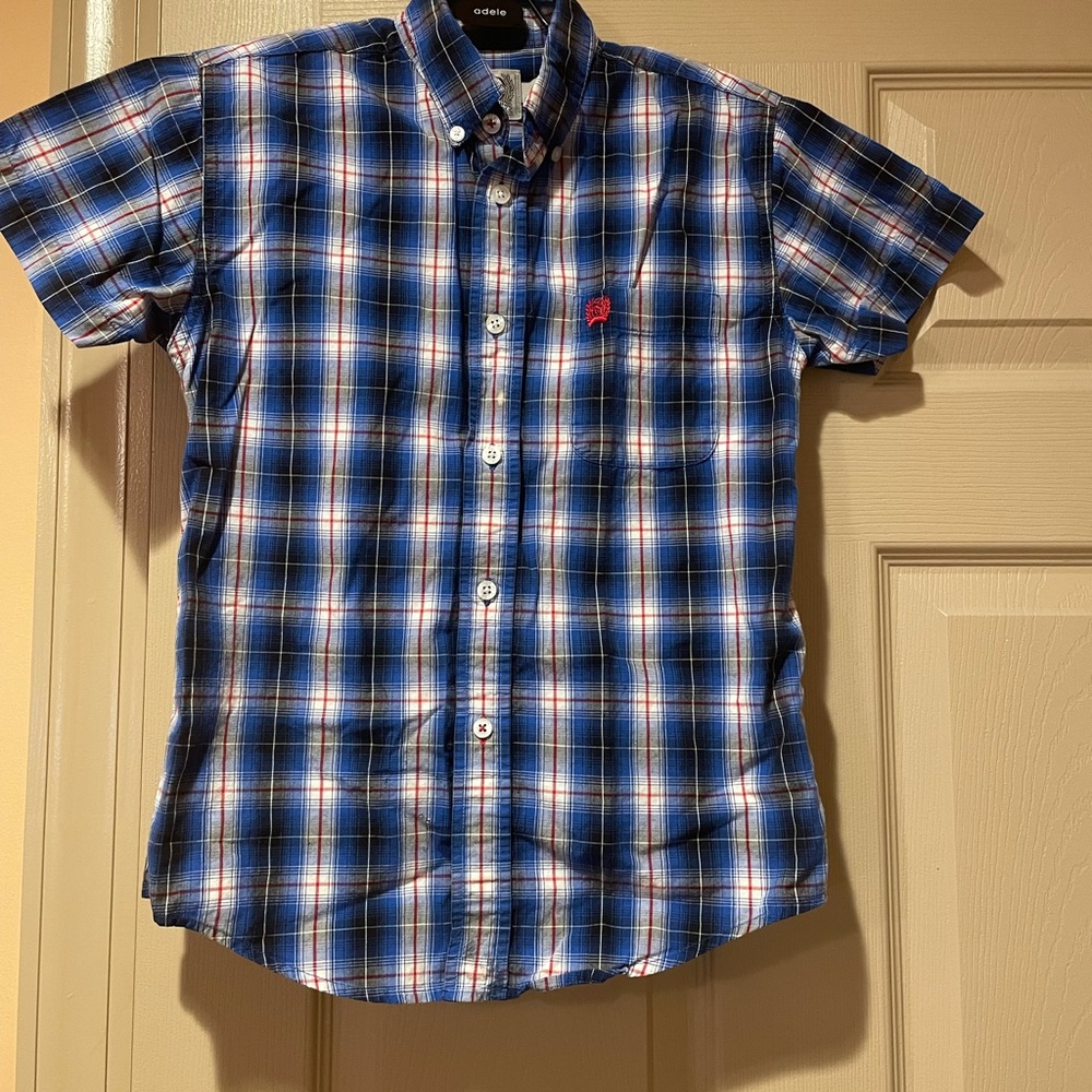 Boys’ Cinch Blue Plaid Shirt with Front‎ Pocket, Size 10
